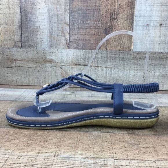 Socofy Blue‎ Strappy Braided Thong SandalsWomens 39 8 Slingback - Picture 4 of 12